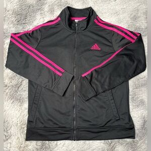 Adidas Girls Black Jacket with Pink Accents